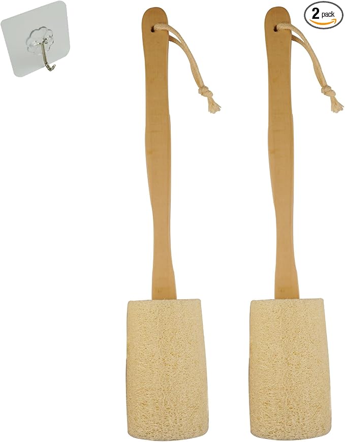 Back Loofah Scrub Loofah Sponge Long Handle Loofah Shower Bath Brush On a Stick Body Scrub Brush Scrubber Loofah Exfoliating Body Eco-Friendly Sponge