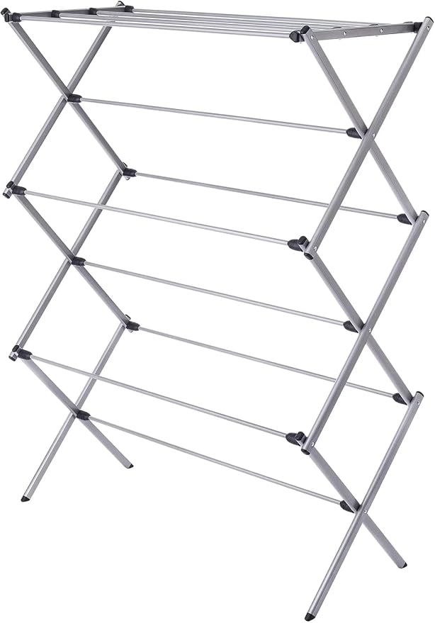 Clothes Drying Rack Foldable, Heavy Duty Laundry Rack for Small Spaces | Space-saving drying rack for clothes,towels and small laundry.Steel frame supports wet loads and folds flat for storage.