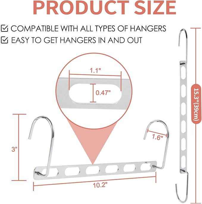 Metal Space Saving Hangers for Clothes, Collapsible Hanger Organizer 12Pack