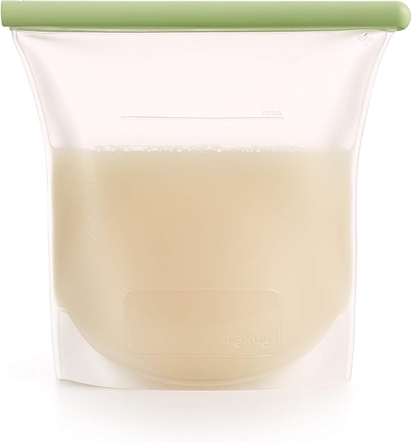 Lekue, 1500ml/6.35cups Reusable Silicone Bags for Airtight Food Storage and Sous Vide Cooking, 50 fl oz/ 6.25 Cups, Frost, 3400815B04U004