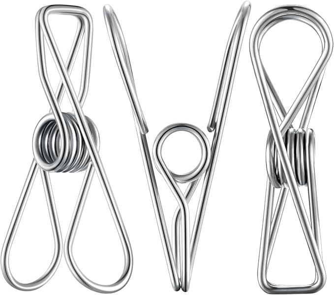 20 PCS Clothes Pins Heavy Duty Outdoor Metal Clothespins Bags Photo Clips | pin stainless outdoor steel clothesline chip strong line wooden clothespin plastic bulk outside close cloths hanging bags