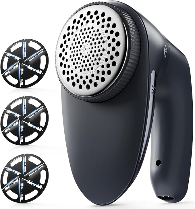 POPCHOSE Fabric Shaver, 6-Leaf Blades & Electrostatic Brush, Rechargeable | Lint Remover for Clothes, Sweater Shavers to Remove Pilling, Electric Lint Remover for Couch, Furniture, Fuzz