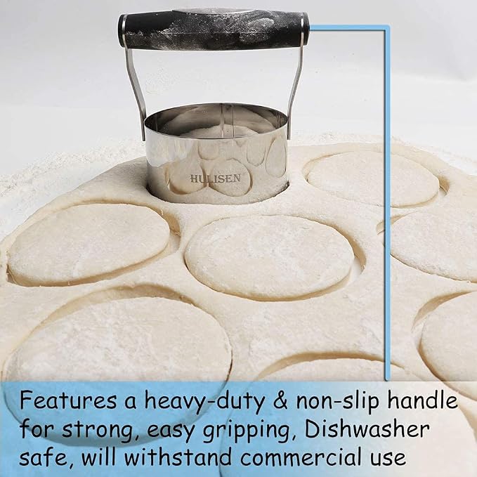 HULISEN 3.5 inch Biscuit Cutter, Stainless Steel Round Cookies Cutter with Soft Grip Handle, and Small Biscuit Cutter, Professional Baking Dough Tools, Gift Package