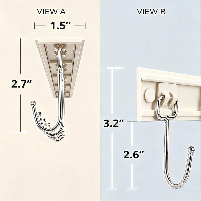 Cociat 2PCS Utensil Racks with 8 Hooks 17 Inch White Kitchen Utensil Holders Hanging Utensil Rack Multifunctional (17 inch White)
