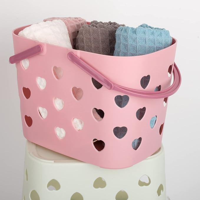 Anyoifax Portable Shower Caddy Tote Plastic Storage Basket with Handle Box Organizer Bin for Bathroom, College Dorm, Pantry, Kitchen, 2 Pack, Pink | Bathroom Caddy Storage Tote Cleaning Supply Caddy for College Dorm, Kitchen, Pantry, Garage