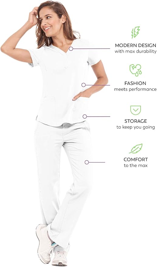 Healing Hands Purple Label Jane Scrub Top for Women Y-Neck Design | 2 Patch Pockets, Slim Fit Side Vents, Fitted Shirttail Silhouette, Breathable Comfort, Easy Care Fabric, Made for Every Shift