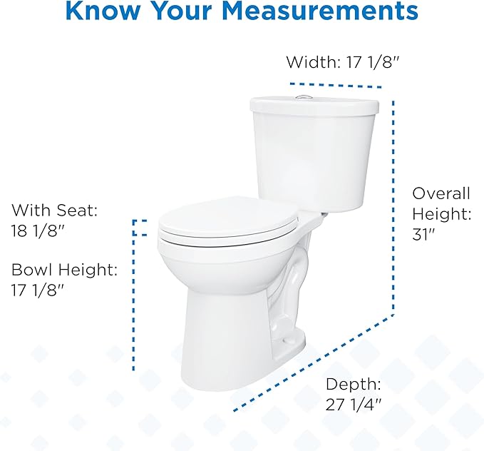 Gerber Maxwell Select Round Dual-Flush 1.0/1.28 GPF Two-Piece Toilet, ADA Chair Height, 12-in Rough-In, High Efficiency, Soft-Close Seat & Install Kit with Wax Ring, White, GRD49220E