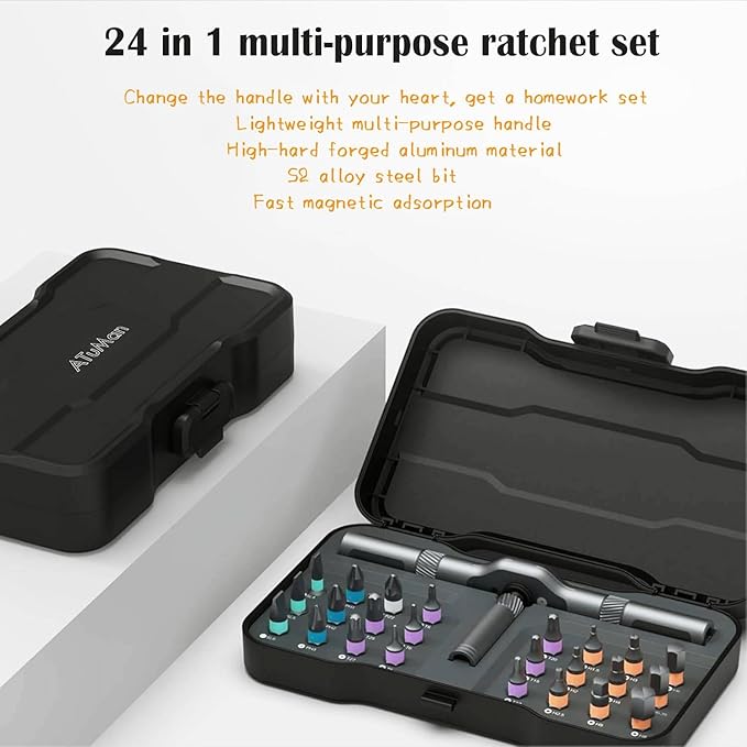 Asnish 24 in1 Magnetic Screwdriver Set Mini Precision Screwdriver Set | Removable magnetic bits with compact storage case for repairing phones, laptops, PCs, watches, glasses and other electronics