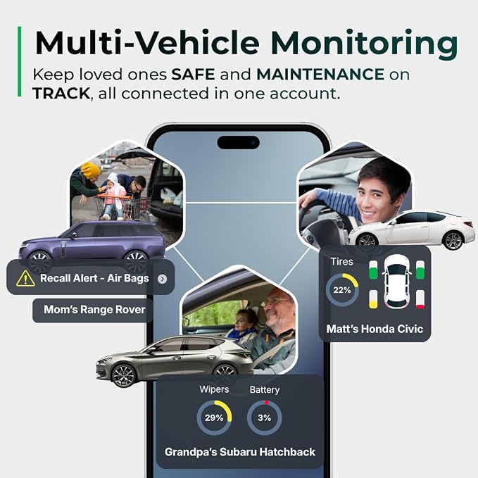 FIXD Bluetooth OBD2 Scanner - Car Diagnostic Check Engine Code Reader | Value 3-Pack | iPhone/Android compatible | Automotive scan tool for repairs + buying | Enhanced manufacturer data