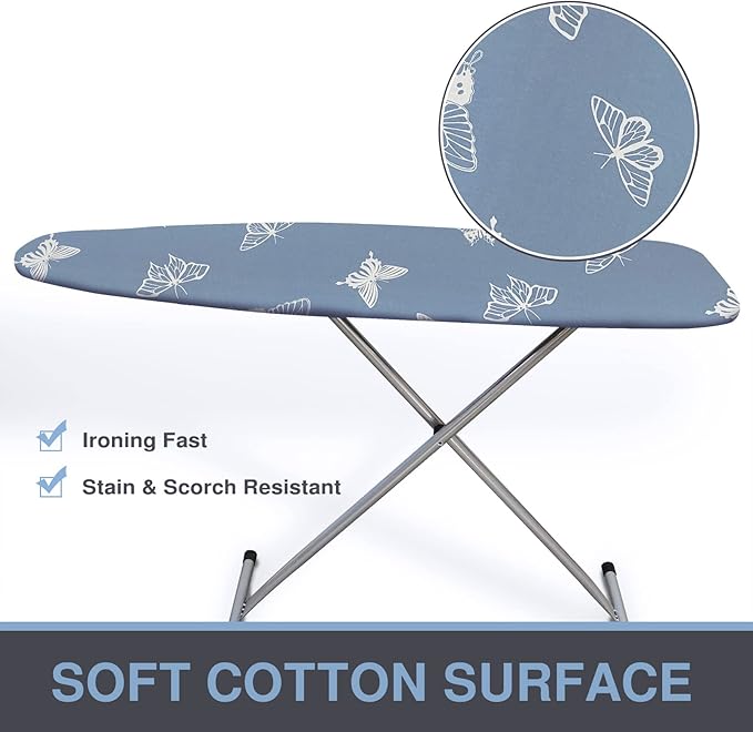 VividPaw Ironing Board Cover and Pad 18x49, Extra Wide, Thick Padding, Elastic Edge, Silicone Coated, Resist Scorching, Heavy Duty Iron Board Covers (Butterfly, 18" x 49")