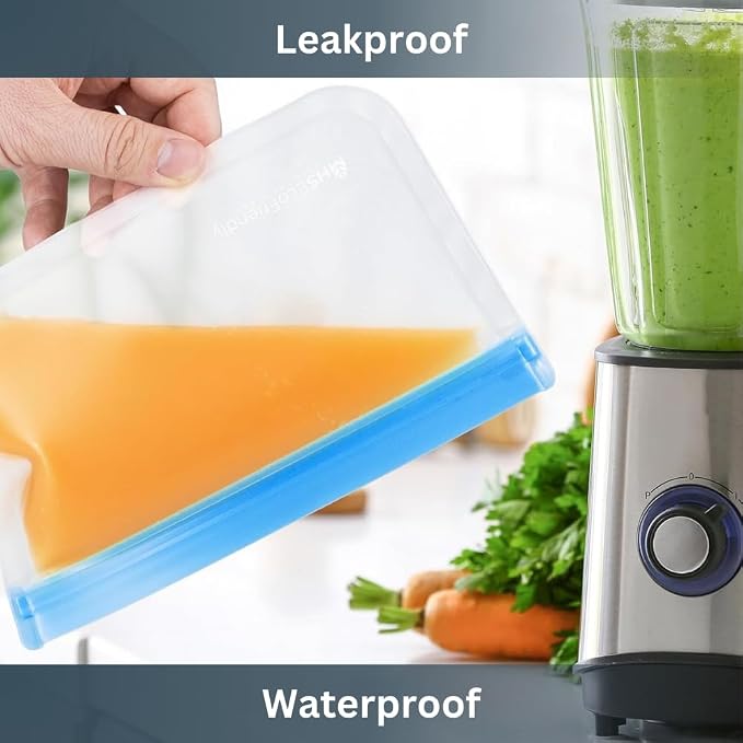 Reusable Freezer Bags | 15-Pack | M, L & XL Reusable Ziplock Bag | BPA Free & Leakproof | For Fridge & Freezer Storage, Food Storage & Batch Cooking