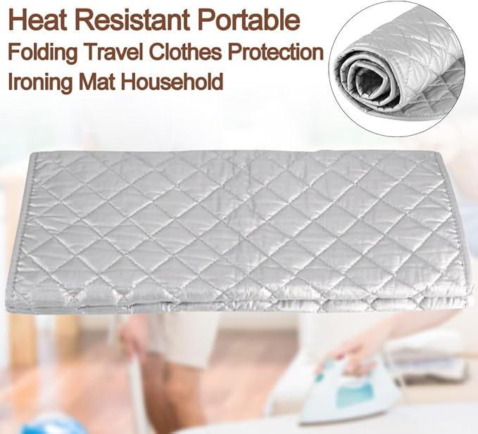 Portable Ironing Mat Blanket for Table Top, Iron Board Alternative Cover Foldable Ironing Board Replacement Quilted Washer Dryer Heat Resistant Pad (Magnet,Color:60x55cm)