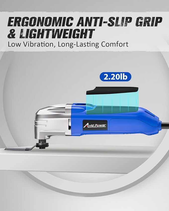 AVID POWER Oscillating Tool, 22000 OPM Electric Oscillating Multi Tool with 3°Oscillation Angle, Cutting, Sanding, Grinding, Scraping, 11 Accessories & Universal Interface-Blue