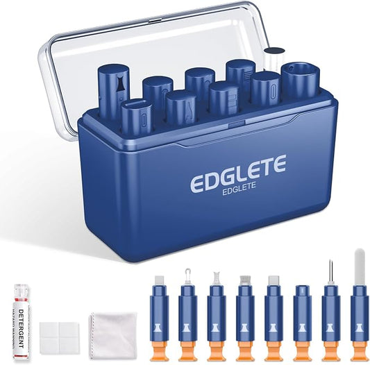 iPhone Cleaning Kit for Charging Port Cell Phone USB C, Dark Blue | Multi-Tool, Cleaner Kit for AirPod, iPhone Cleaner, Portable Repair Tool, for Lightning Charger Cable iPad Electronic Devices