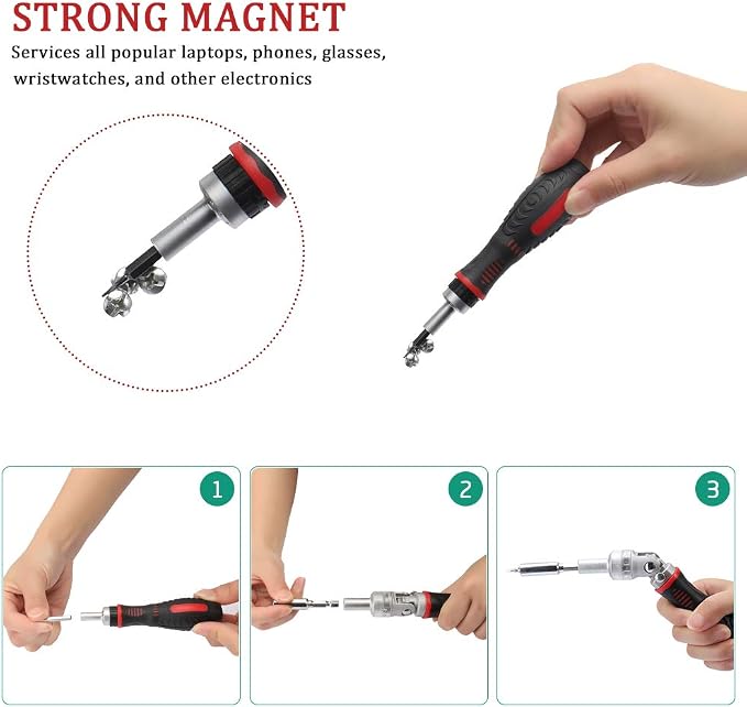61 in 1 Ratcheting Screwdriver Set,Magnetic Screwdriver Bit Set | Rotatable Ratchet Handles, Sockets & Bits, Household Repair Tool Kits for Computers, Electronic Devices, Furniture