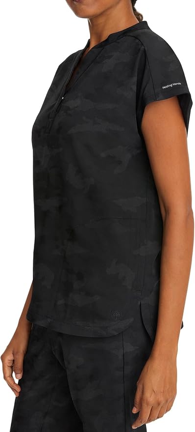 Healing Hands Purple Label Scrub Top for Women Modern Fit Tee | 2 Functional Pockets, Moisture Wicking Fabric, 360° Stretch, Quick Dry Performance, Back Yoke, Rounded Hem, Easy Care