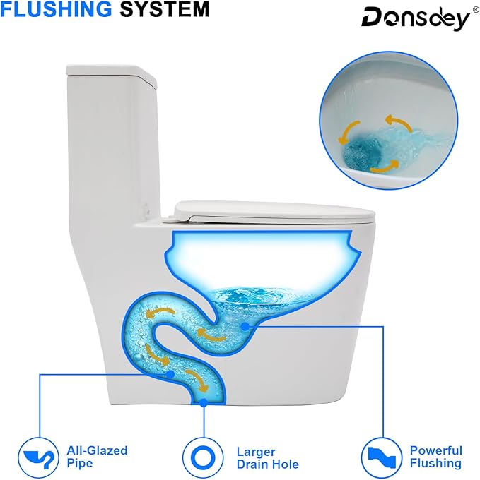 12'' Rough-in One Piece Toilet - High Efficiency Water Saving Ceramic Compact Toilets with 15.7" Soft Close Chair Seat 1.1/1.6 GPF Dual Flush Easy to Clean 15.3''x26.7''x29.4''