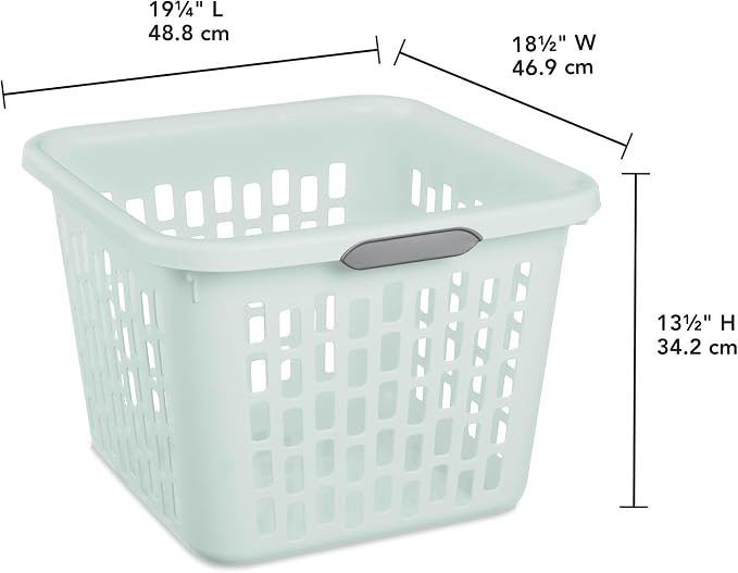 Sterilite Laundry Basket, Plastic Clothes Hamper, 24 Pack | 1.5 Bushel Capacity, Mint, Large Square Bin with Comfort Grip Handles and Reinforced Rim