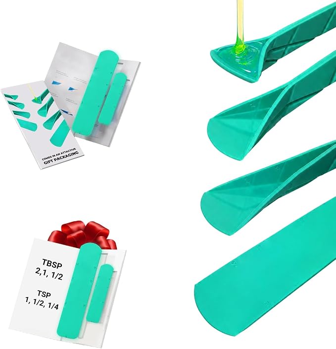 Magnetic Folding Measuring Spoon | 3-in-1 Space-Saving Adjustable Design | Flat to 3D Geometry Spoon Fits All Jar Sizes | Embossed US & Metric Measurements (Green)