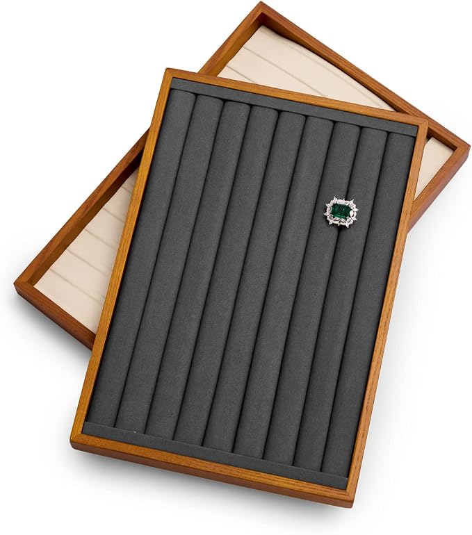Oirlv Solid Wood Jewelry Tray Ring Earring Display Showcase Jewelry Organizer | Stackable Design,Jewelry Earrings and Rings Organizing and Presentinge Legantly on Dressers&in Dresser,Display for vendors