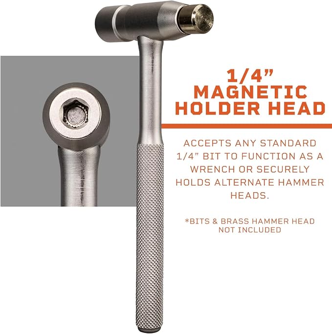 FIX IT STICKS Armorer's Hammer (FISHMRP) | Portable Nickel Plated Steel Hammer w/1/4" Magnetic Socket | Multi-Function Gunsmithing Tool w/Interchangeable Hammer Heads