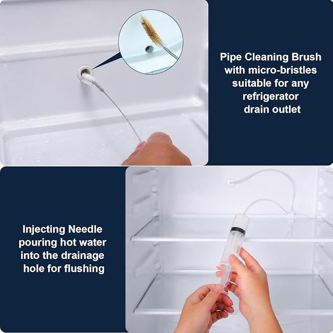 XANGNIER 10 Pcs Refrigerator Water Line Cleaning Kit,Refrigerator Drain Cleaner Tool–53.8Inch Flexible Drain Brush,Syringe,Unclog Fridge&Ice Maker Cleaner Tools for Ice Dispenser,Sink,AC Drain Line