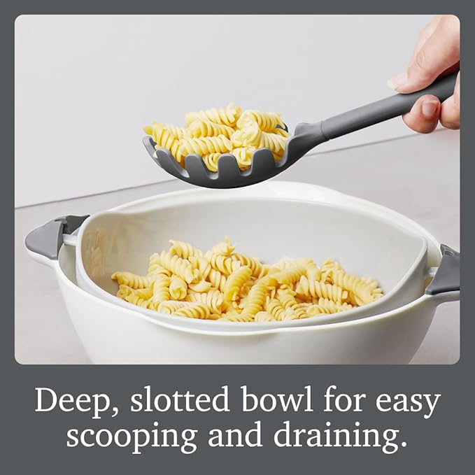 Tovolo Pasta Claw Spaghetti Spoon Scoop Charcoal Gray Silicone Pasta Spoon with Teeth, BPA Free Silicone Pasta Fork for Serving Spaghetti Linguine and Noodles, Heat Safe Pasta Serving Spoon