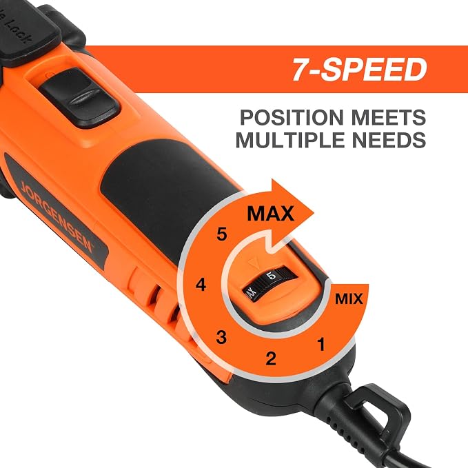 JORGENSEN Corded Oscillating Multi Tool, Variable Speed with 16 PCS Blades | Power Saw, Flush Cut, Universal Accessories, Quick Change, Wood Cutting, Sanding, Scraping, Polishing