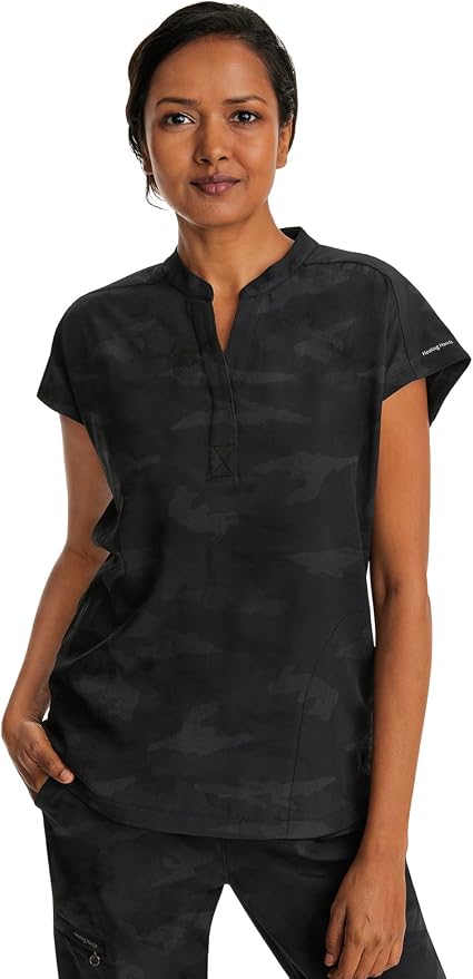Healing Hands Purple Label Scrub Top for Women Modern Fit Tee | 2 Functional Pockets, Moisture Wicking Fabric, 360° Stretch, Quick Dry Performance, Back Yoke, Rounded Hem, Easy Care