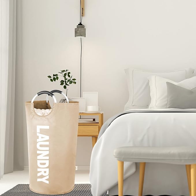 Extra Large Laundry Basket, Big Laundry Hamper Bag with Handles, 130L Brown | Freestanding Tall Dirty Clothes Hamper, Collapsible and Portable Laundry Bin for Dorms and Bedrooms, Thick, Sturdy Fabric