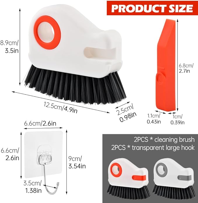 2 in 1 Groove Cleaning Brush, Window Track Cleaning Tools with Hidde n Scraper, Crevice Cleaner Tool for Sliding Door, Window Sill & Seal