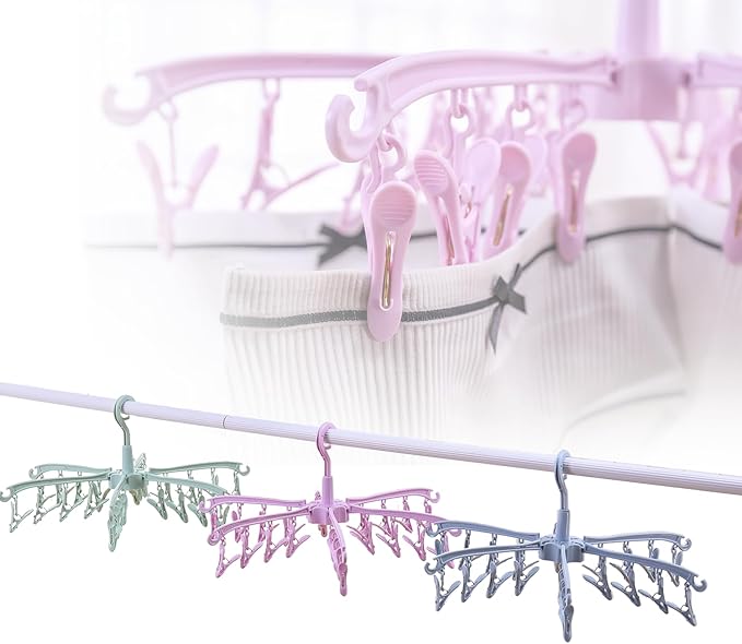 Foldable Drying Rack with 24 Clips for Drying Socks Lingerie Baby Clothes Drying Towels Rotatable Sock Drying Rack | for Drying Socks Lingerie Baby Clothes Drying Towels Rotatable Sock Drying Rack with 24 Pegs Clips