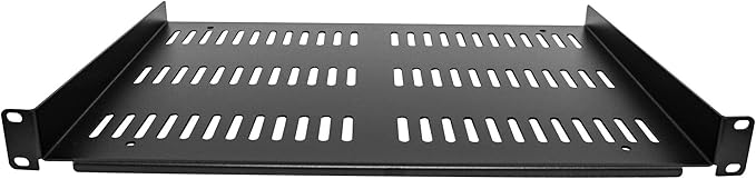 StarTech 1U Vented Cantilever Shelf, 12in, 55lb, 25kg (SHELF-1U-12-FIXED-V) | Universal 19in EIA-310 fit, 30.5cm depth, 2.0mm SPCC steel, Network equipment rack, Cabinet, Tray