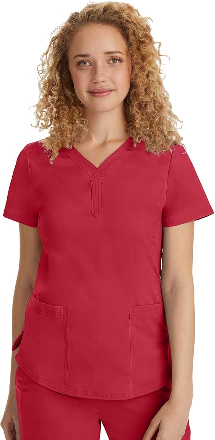 Healing Hands Purple Label Jane Scrub Top for Women Y-Neck Design | 2 Patch Pockets, Slim Fit Side Vents, Fitted Shirttail Silhouette, Breathable Comfort, Easy Care Fabric, Made for Every Shift