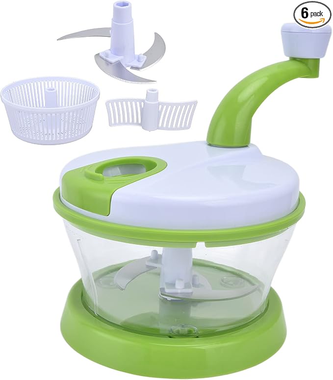Handcrank Salad Spinner Colander Bowl, Fruit Vegetable Crusher Chopper, Meat Mincer Garlic Ginger Grinder, Flour Egg Blender Stirrer