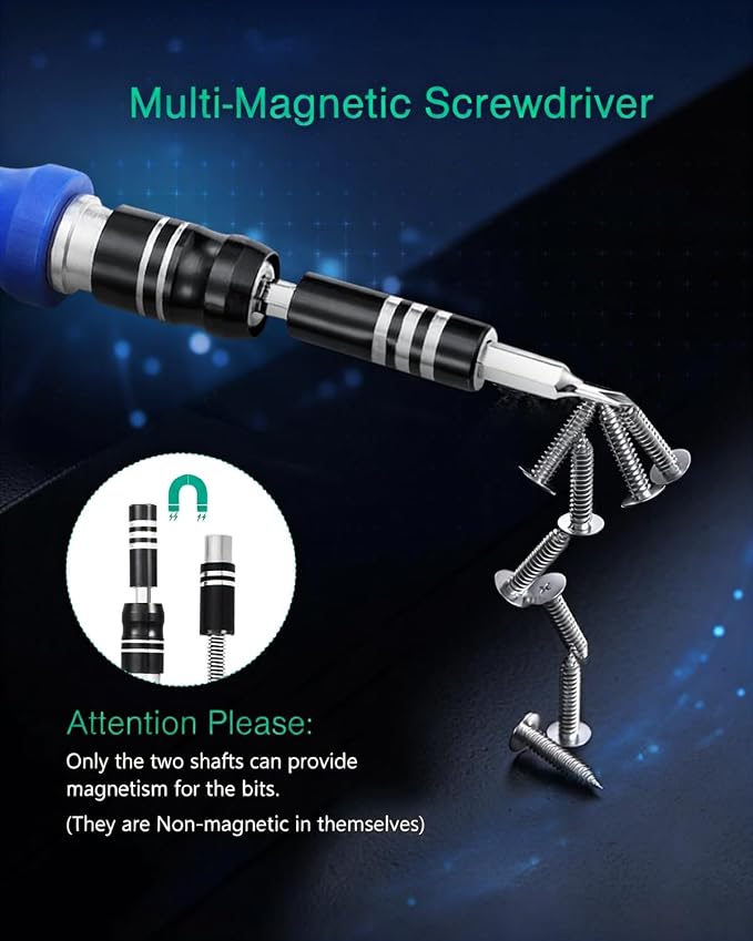 ORIA Precision Screwdriver Set, 61 in 1 Small Screwdriver Set with 57 Precision Bits, Portable Repair Tool Kit, Magnetic Screw Driver Kit with Extension Rod for Smartphone, PC, Watch,Toys, Blue