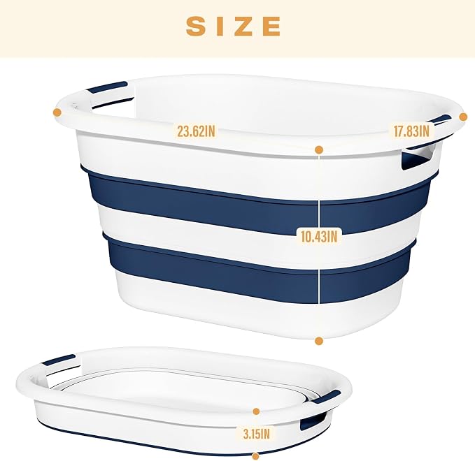 OOAMBB 43L(11.5Gallon) Collapsible Laundry Basket Plastic (Blue, 1 Pack) | Pop Up Laundry hamper/Storage Container, Foldable Laundry Basket with Large Capacity,Sturdy,Space Saver