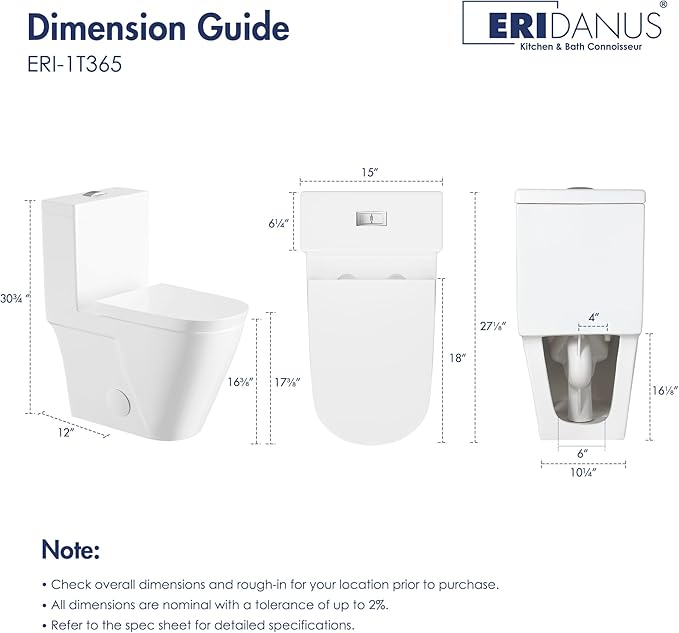 Eridanus One Piece Toilet with Comfort Chair Seat ADA Height 17.3", Powerful Dual Flush Modern Toilet, 1.1/1.6 GPF, 12" Rough-In, Elongated Toilet with Soft Closing Seat, White