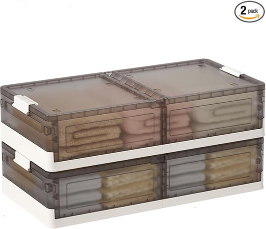 Under Bed Storage Containers - 2Pack, Stackable Under Bed Rolling Storage Plastic Containers, 13.5Gal Storage Bins with Wheels, Multi-purpose Storage Bins with Lids for Clothes, Shoes, And Duvets