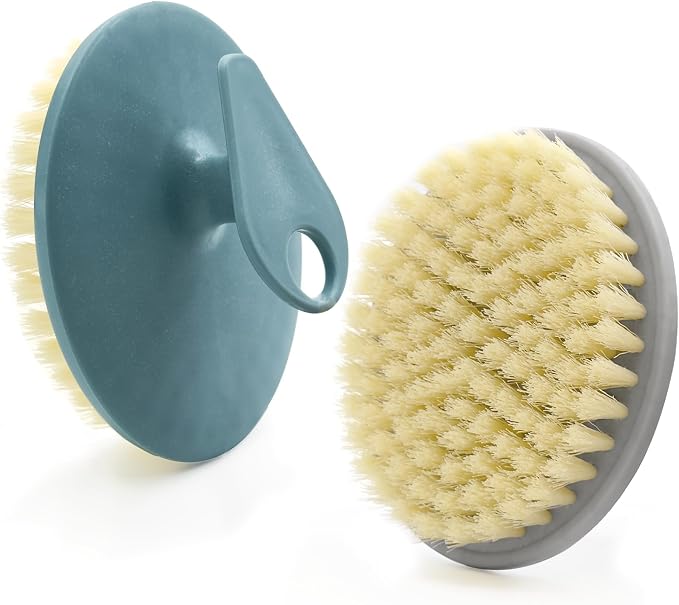 2 Pack Body Brushes, BEAUTAIL Gentle Exfoliating Shower Brush | Soft Bristle Body Scrubber for Sensitive Skin, Women & Men, Non-Slip Easy-Grip Handle, Durable Bath Brush (Blue+Gray)