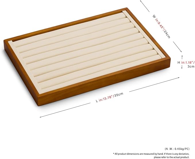 Oirlv 8 Line Wood Ring Storage Tray Jewelry Drawer Organizer Showcase Ring Earrings Display Holder(Creamy-white) | Stackable Design,Jewelry Earrings and Rings Organizing and Presentinge Legantly on Dressers&in Dresser,Display for vendors