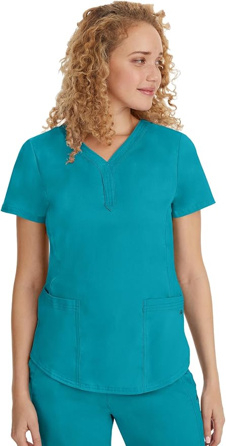 Healing Hands Purple Label Jane Scrub Top for Women Y-Neck Design | 2 Patch Pockets, Slim Fit Side Vents, Fitted Shirttail Silhouette, Breathable Comfort, Easy Care Fabric, Made for Every Shift