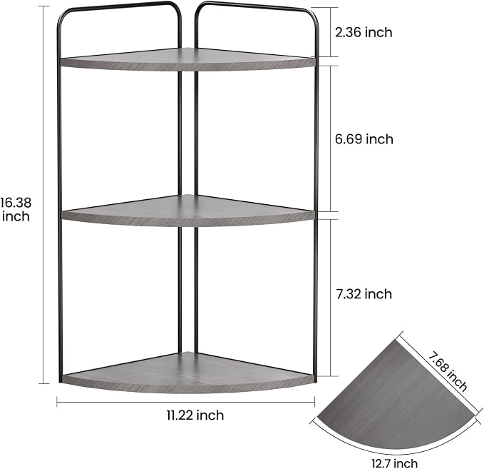 Forest Angle Bathroom Counter Organizer,Countertop Organizer,Vanity Organizers,Bathroom Storage,Bathroom Sink Caddy,Counter Shelf,Corner Counter,Corner Shelves(Black-Grey)