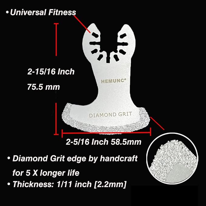6Pcs Diamond Oscillating Tool Blades, Multi Tool Mortar Cutting Saw Blades Precise for Grout Removal and Soft Tile Cut