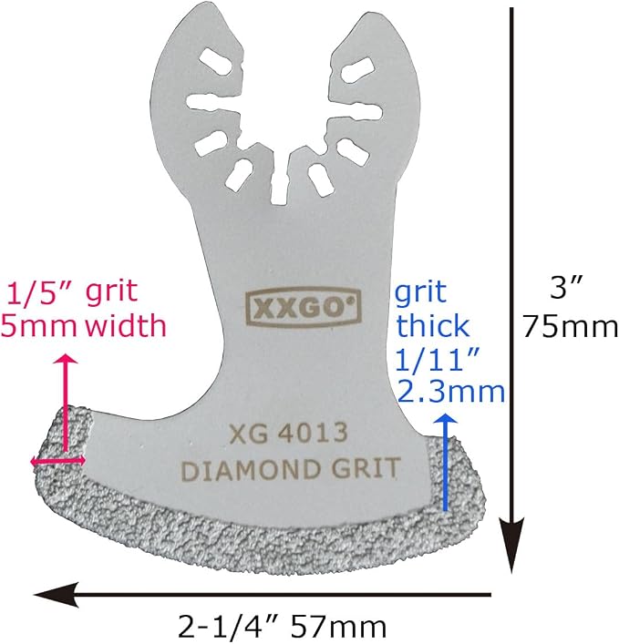 XXGO 4 Pcs Diamond Oscillating Multi Tool Blades for Removing Grout | Best For 1/8 Inch Grout Removal