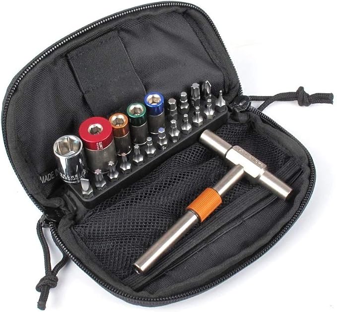 Fix It Sticks Zippered Deluxe Case Torque Limiter Kit | 16 Tip Drivers, T-Way Spanner, 65 45 25 15 Inch-Lbs, FISTLS11-T