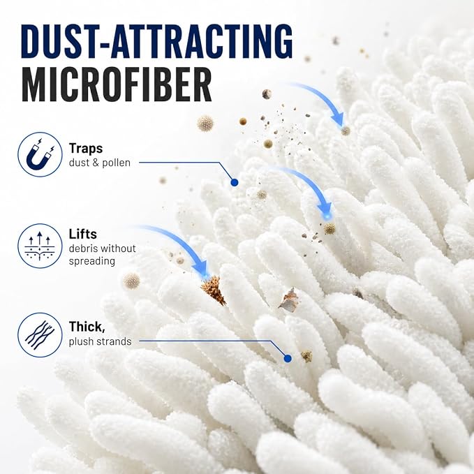 HI-TECH Industries Microfiber Jumbo Duster MFJD-1 – 27" Scratch-Free Car Duster for Dust Pollen & Light Debris, Safe on Paint Chrome & Glass, Includes Storage Bag