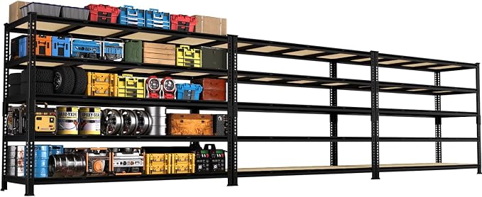 PrimeZone 60" W X 24" D X 72" H Heavy Duty Garage Storage Shelves, 3000 LBS | 5 Tier Adjustable Metal Shelf, 15 Support Beams, Solid Steel Frame, Freestanding, Storage for Basement, Warehouse, 3 Pack