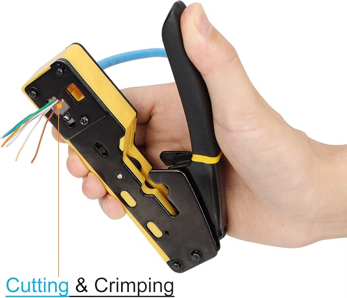 Solsop Pass Through RJ45 Crimp Tool Kit Ethernet Crimper | CAT5 Cat5e Cat6 Crimping Tool Kit