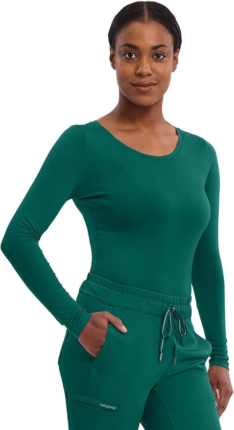 Healing Hands Underscrub Long Sleeve Women Knits Scrub Tops | Soft Cotton Blend Knit, Breathable Stretch Comfort, Machine Wash, Easy Care Fabric, Ideal For Layering Under Scrubs